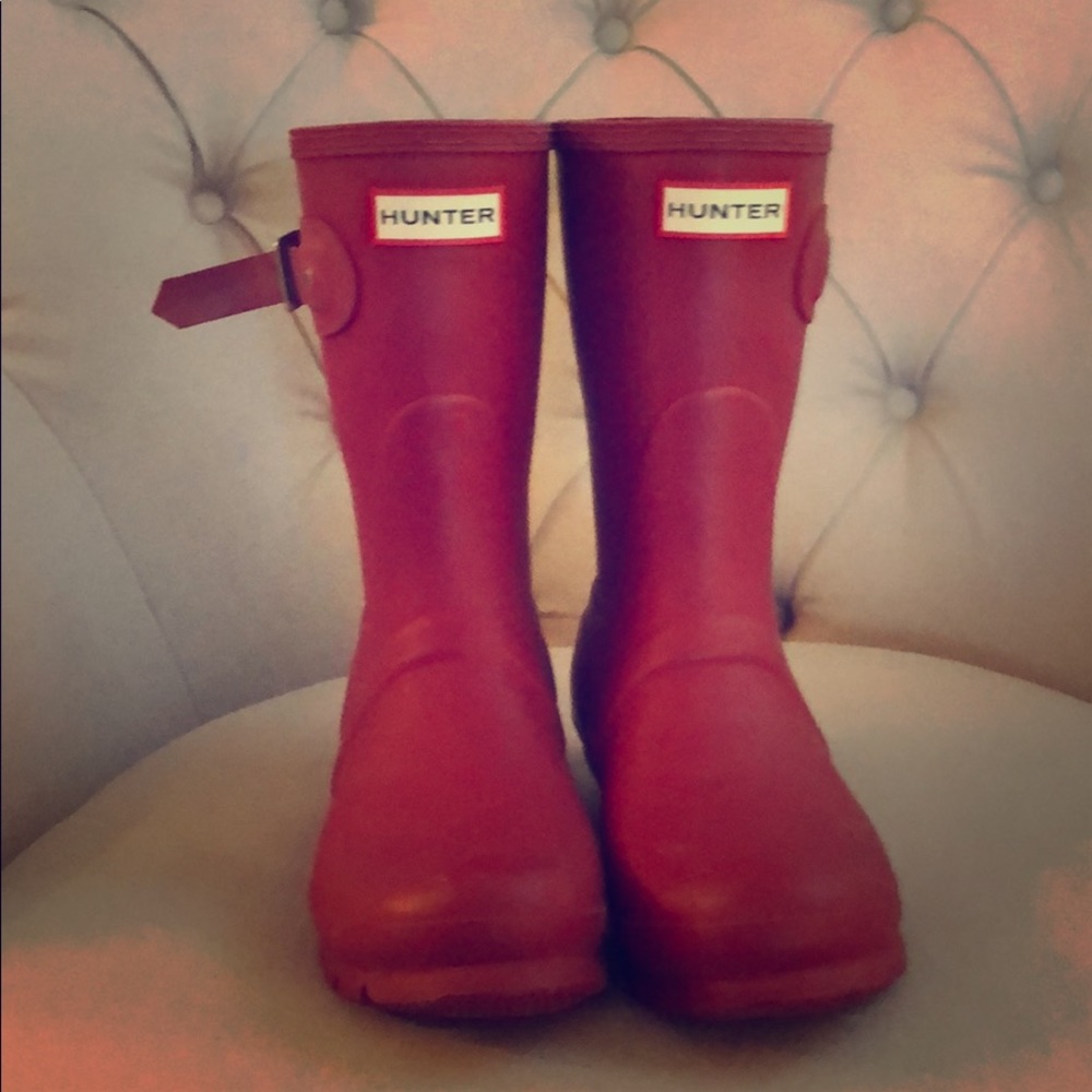 Hunter red short rain boots